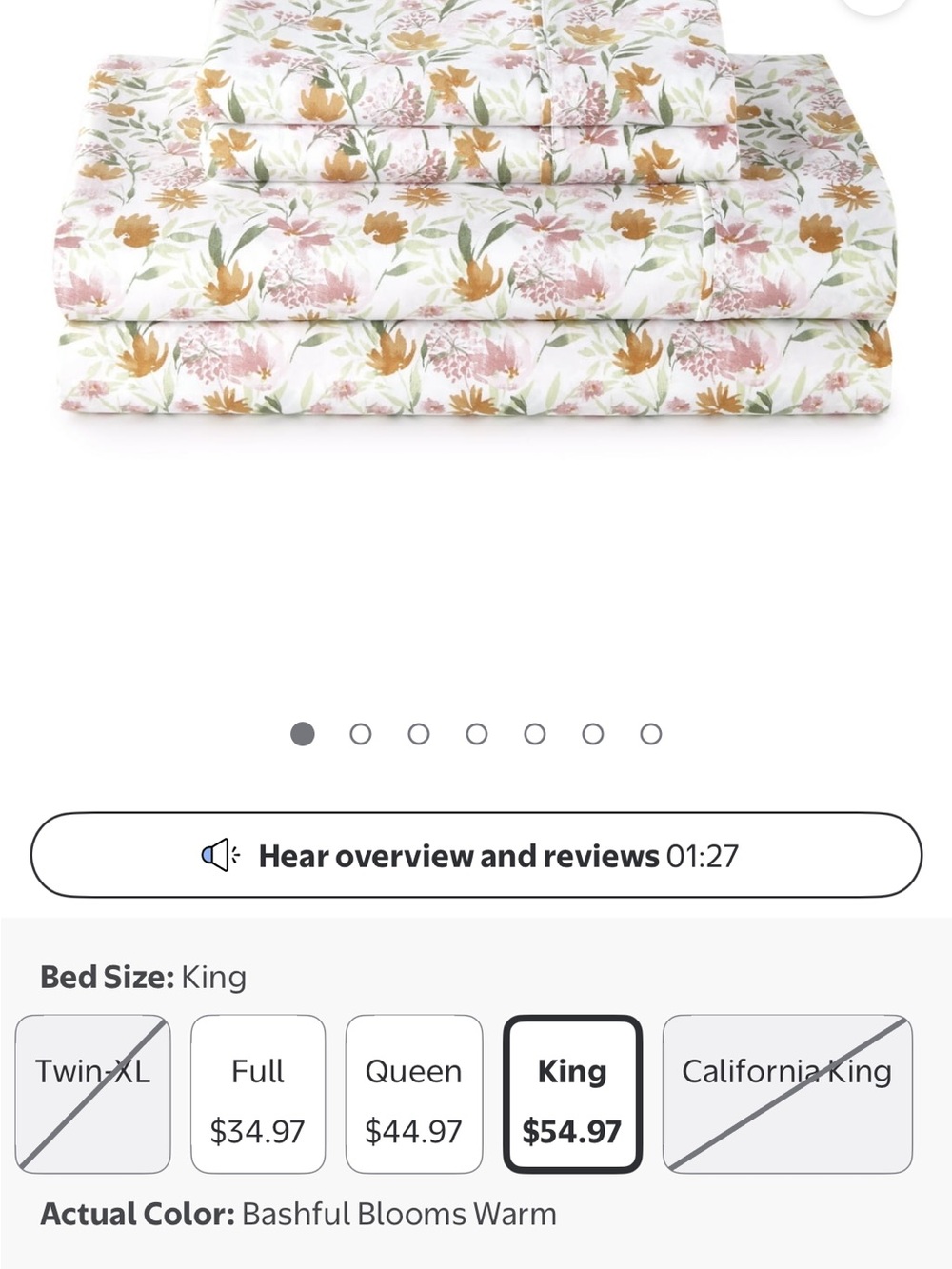 NWT! Better Homes And Gardens King Sateen Sheet Set - Pink & Orange Floral - Picture 4 of 5